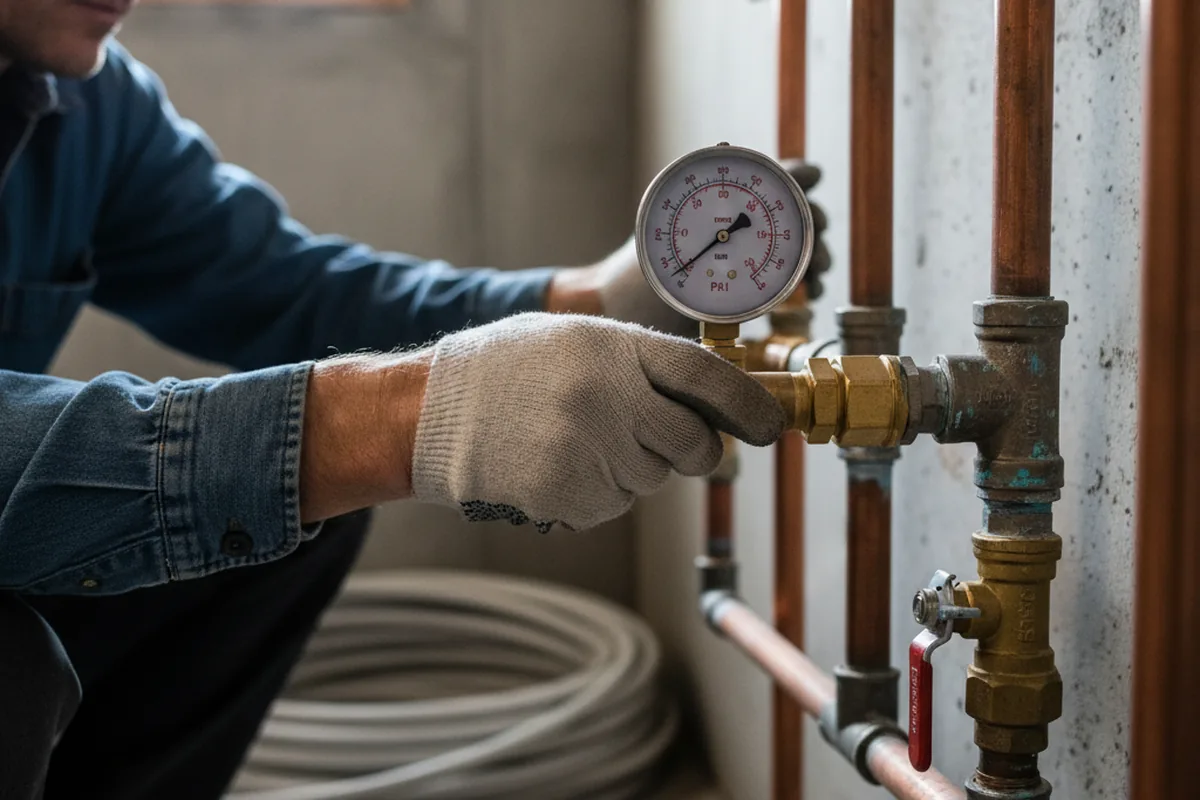 Pressure testing a repaired line during Water Line Repair in Downingtown
